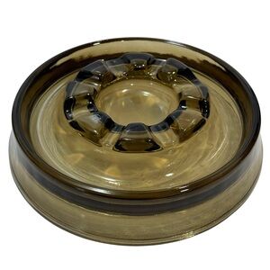 Vintage 1950s Indiana Glass Smoky Gray Pressed Glass Cigar Ashtray - Mid-Century